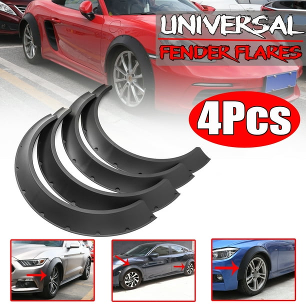 New 4pcs Universal Car Body Kits Fender Flares Flexible Durable Kit PU Black